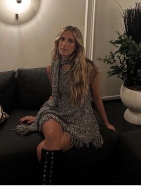 ZARA KNIT TOP WITH SCARF AND FRINGED HEM